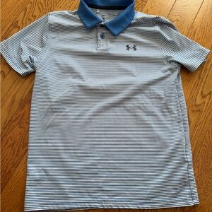 Under Armour Boys Polo Shirt - Blue Collar with Blue Stripes